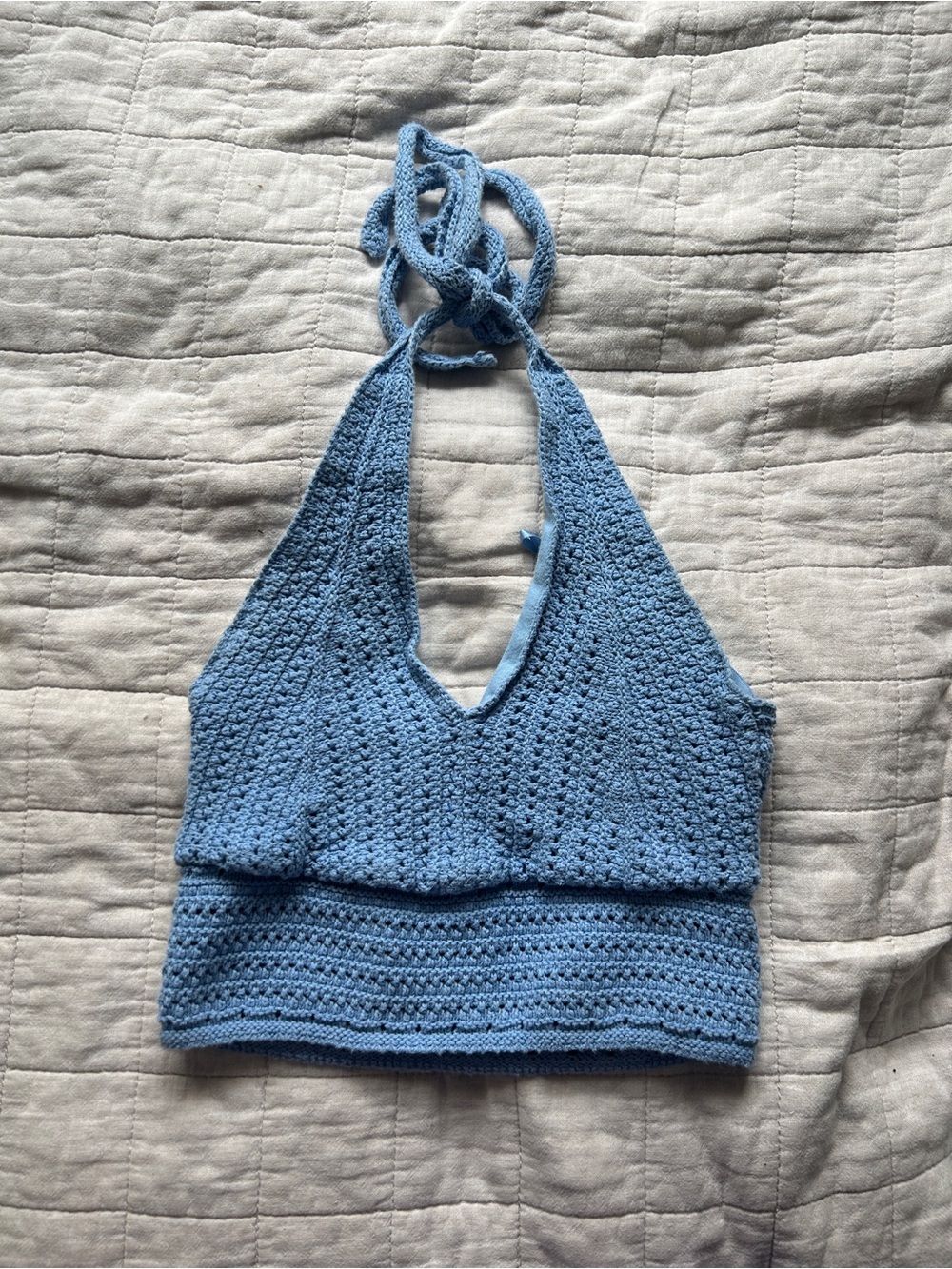 Hollister Light Blue Knit Halter Crop Top